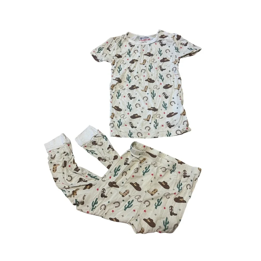 Magnetic Me My First Rodeo Western Pajama Set 3T Modal Short Sleeve Top Pants